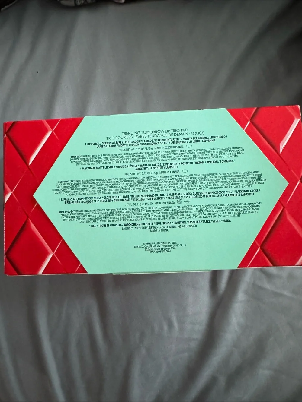MAC Cosmetics Red Lip Trio with Quilted Red Cosmetic Bag